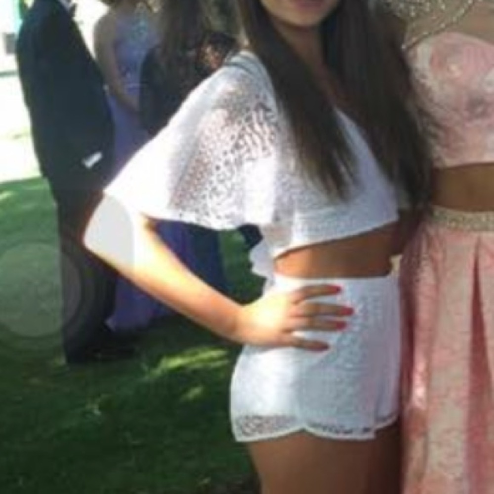 Laced crop top and shorts